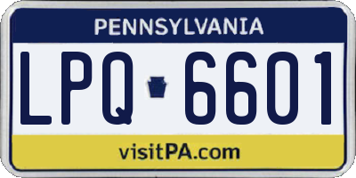 PA license plate LPQ6601