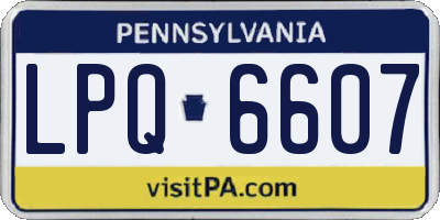 PA license plate LPQ6607