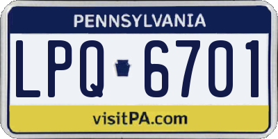 PA license plate LPQ6701