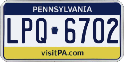 PA license plate LPQ6702