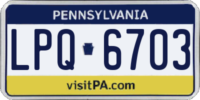 PA license plate LPQ6703