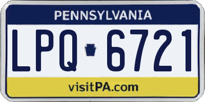 PA license plate LPQ6721