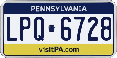 PA license plate LPQ6728