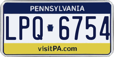 PA license plate LPQ6754