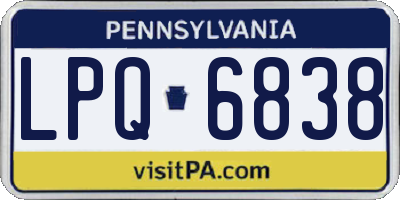 PA license plate LPQ6838
