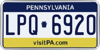 PA license plate LPQ6920
