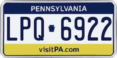 PA license plate LPQ6922