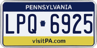 PA license plate LPQ6925