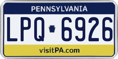 PA license plate LPQ6926