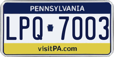 PA license plate LPQ7003