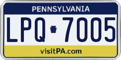 PA license plate LPQ7005