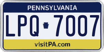 PA license plate LPQ7007