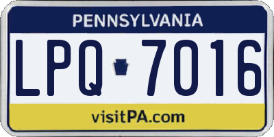 PA license plate LPQ7016