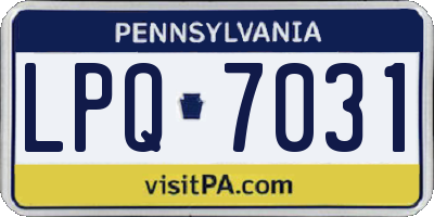 PA license plate LPQ7031