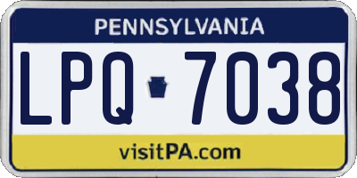 PA license plate LPQ7038