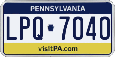 PA license plate LPQ7040