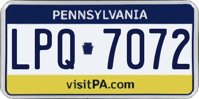 PA license plate LPQ7072