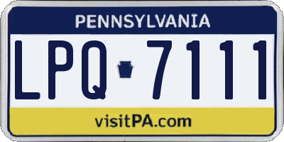 PA license plate LPQ7111