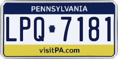 PA license plate LPQ7181