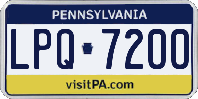 PA license plate LPQ7200