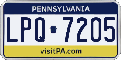 PA license plate LPQ7205