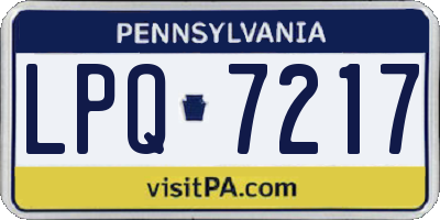 PA license plate LPQ7217