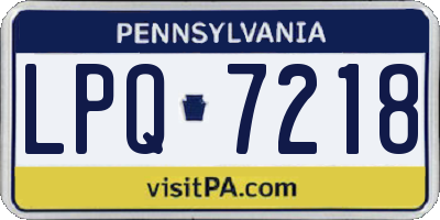 PA license plate LPQ7218