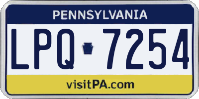 PA license plate LPQ7254