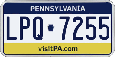 PA license plate LPQ7255