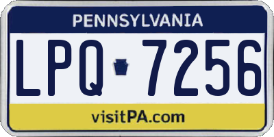 PA license plate LPQ7256