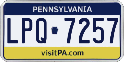 PA license plate LPQ7257