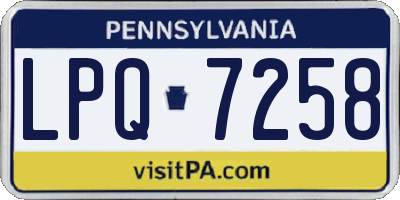 PA license plate LPQ7258