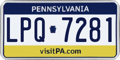 PA license plate LPQ7281
