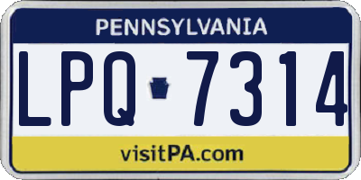 PA license plate LPQ7314