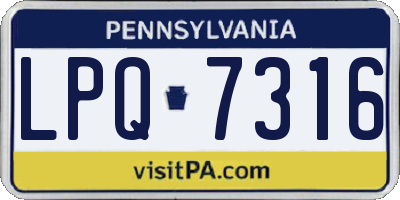 PA license plate LPQ7316