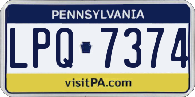 PA license plate LPQ7374