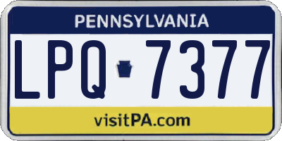 PA license plate LPQ7377