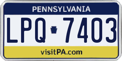 PA license plate LPQ7403
