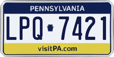 PA license plate LPQ7421