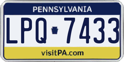 PA license plate LPQ7433