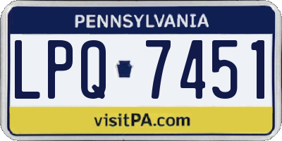 PA license plate LPQ7451