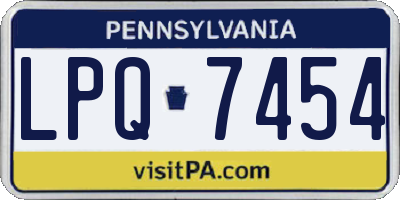 PA license plate LPQ7454