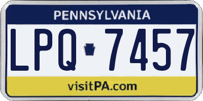 PA license plate LPQ7457