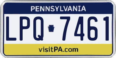 PA license plate LPQ7461