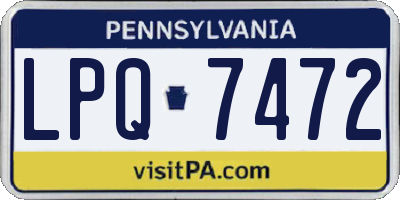 PA license plate LPQ7472