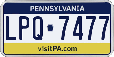 PA license plate LPQ7477