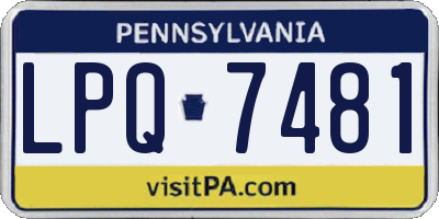 PA license plate LPQ7481