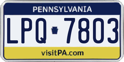 PA license plate LPQ7803