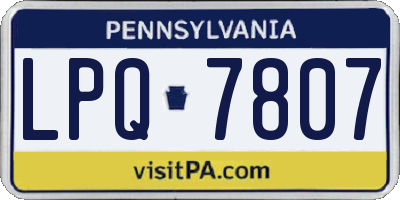 PA license plate LPQ7807