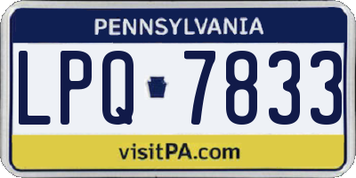 PA license plate LPQ7833